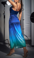 Plunge Gradient Maxi Dress