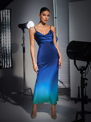 Plunge Gradient Maxi Dress