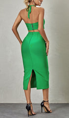 HalterNeck Bandage Set In Green