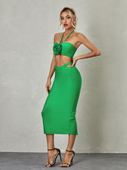 HalterNeck Bandage Set In Green