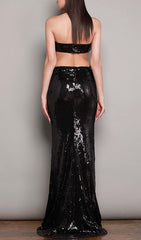 Shiny Sequins Halter Maxi Dress