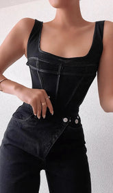 Short Stitched Suspender Top