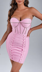 SIENA DiamonaTe Lace UP Mini Bandage Dress