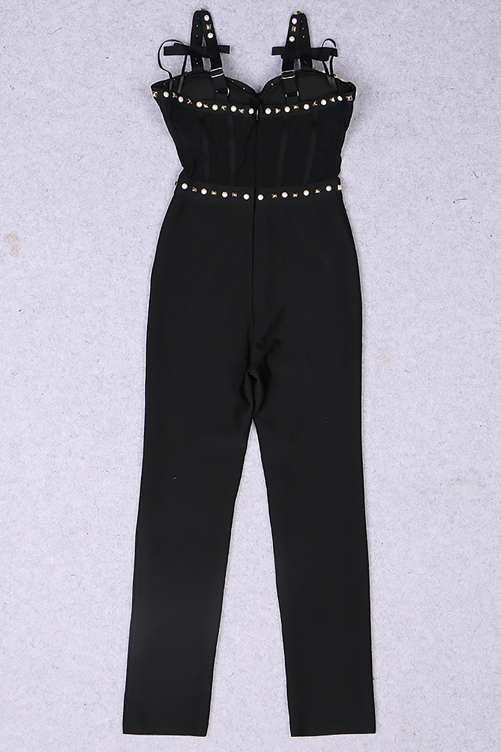 Strappy Beaded Mesh Jumpsuit