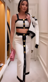 White Strappy Button Two Piece Suit