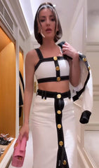 White Strappy Button Two Piece Suit