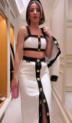 White Strappy Button Two Piece Suit