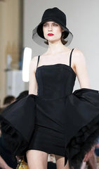 Strappy CorseTeD Silk FAILLE Mini Dress In Black