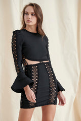 Black Mesh Bandage Mini Dress