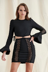 Black Mesh Bandage Mini Dress