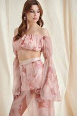 Floral Strapless Maxi Dress Set