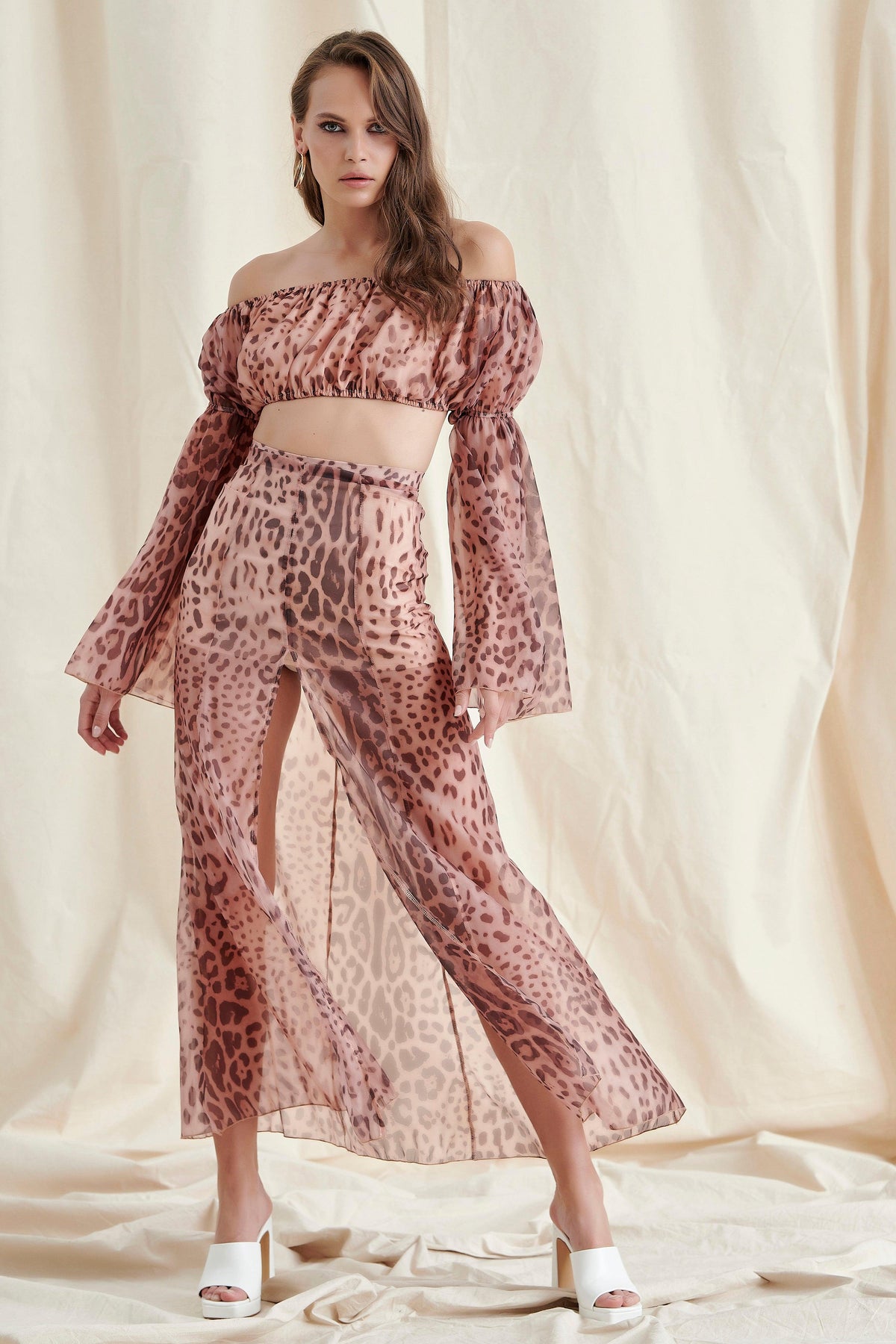 Leopard Printed Strapless Maxi Dress