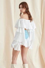 White Puff Sleeve Dress Set
