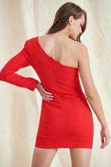 Red One Shoulder Mini Dress