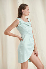 AQUA Satin Corset Midi Dress