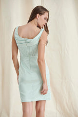 AQUA Satin Corset Midi Dress