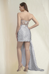 White Strapless Mini Mesh Bodycon Dress