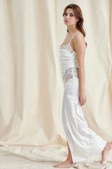 White Halter Lace Maxi Dress