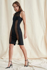 Black Lace Stitching Mini Dress