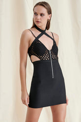 Black Mesh Mini Dress