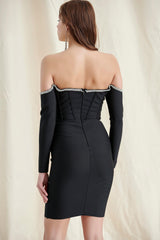 Black Crystal Corset Mini Dress