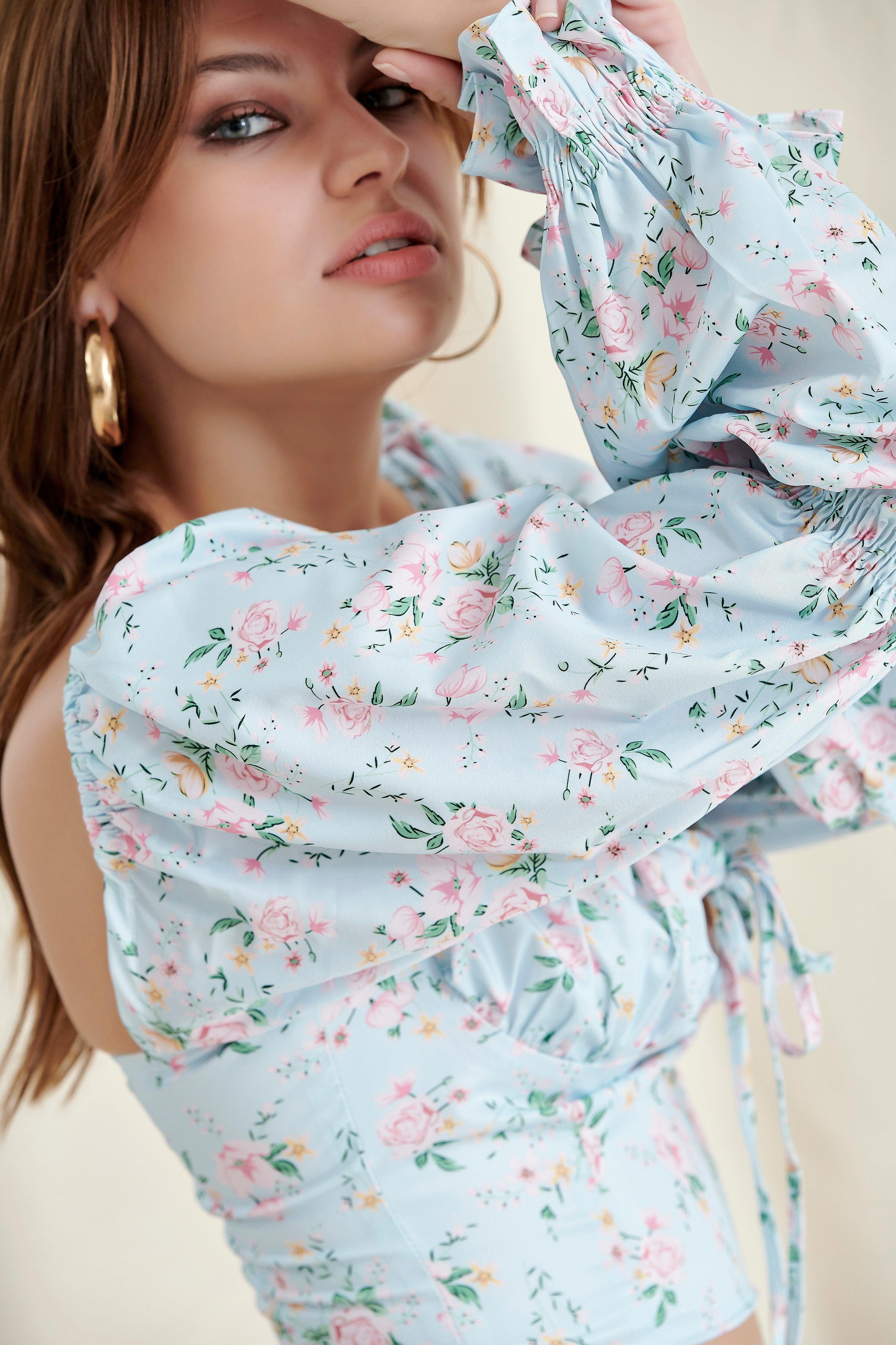 Floral Puff Sleeves Top