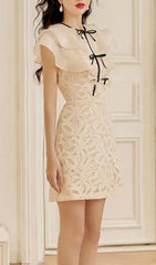 Tiered Neck Mini Dress In White