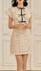 Tiered Neck Mini Dress In White