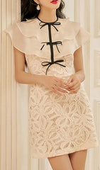Tiered Neck Mini Dress In White
