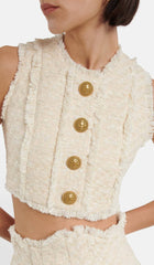 Tweed CropPed Jacket With Plated Skirt In LVORY