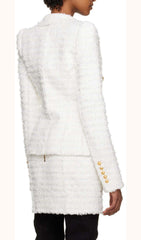 Tweed Double-Breasted Button Blazer& Pant Set