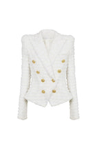 Tweed Double-Breasted Button Blazer& Pant Set