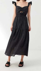 V-Neck Cutout Maxi Dress In Black