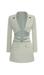 Cut Out Jacket Dress In Mint Green