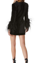 Velvet FeaTher-Trim Jacket In Black