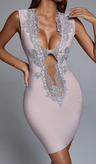 Pink EmbelliShed Mini Cocktail Dress