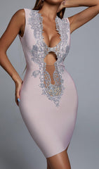 Pink EmbelliShed Mini Cocktail Dress