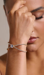 Gold Diamante PENDANT Cuff Bracelet