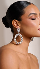 Silver Diamante Teardrop Earrings