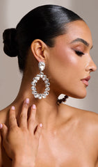 Silver Diamante Teardrop Earrings