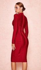 Cut Out Long Sleeve Bandage Dress