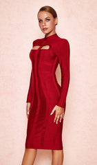 Cut Out Long Sleeve Bandage Dress