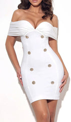 Off Shoulder SLASH Neck Bandage Mini Dress