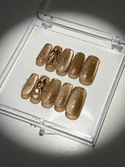 Gold CAT EYE Handmade Press ON Nails