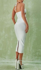 Halterneck Rhinestone Midi Dress