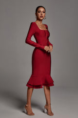 ADRIANA MICRO Midi Bandage Dress - Wine