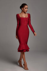 ADRIANA MICRO Midi Bandage Dress - Wine