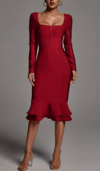 ADRIANA MICRO Midi Bandage Dress - Wine