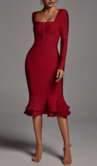 ADRIANA MICRO Midi Bandage Dress - Wine
