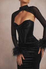 Black Velvet Corset Maxi Dress